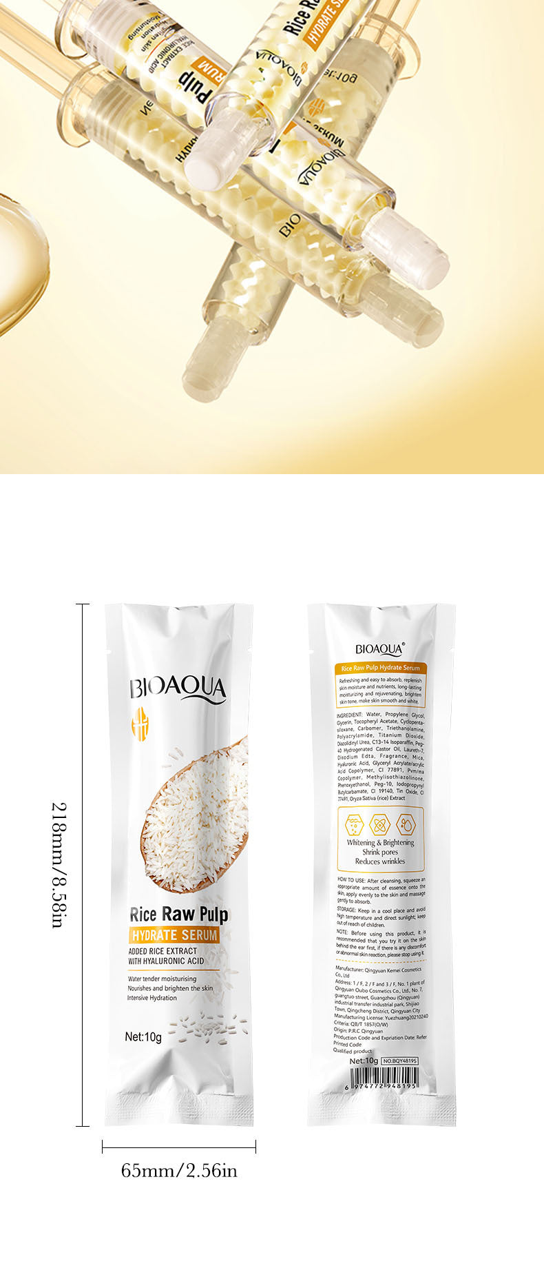 Full English Rice Skincare Set BIOAOUA Rice Puree Series Six-Piece Set Box  Wholesale