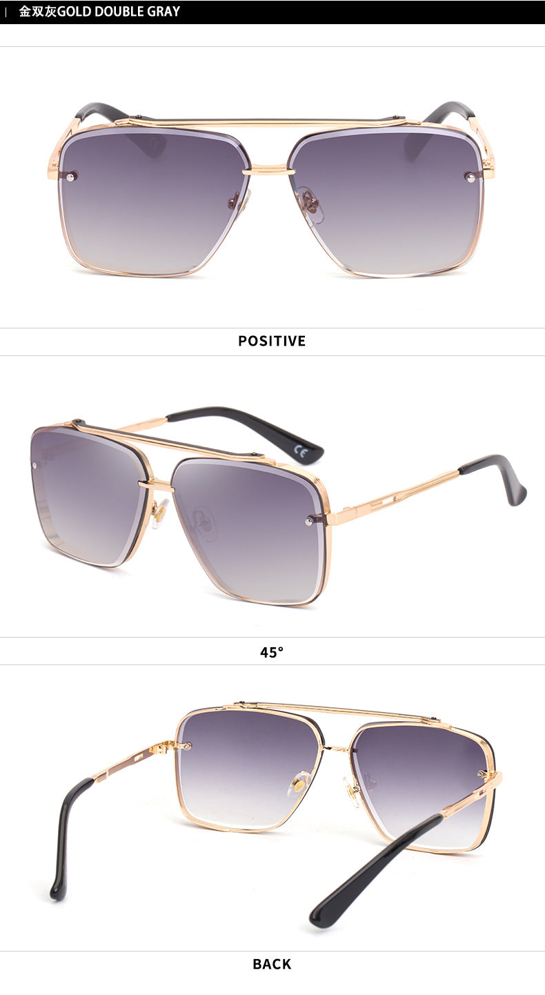 Square Frame Sunglasses Men's Fashion Metal Rimless Cut Edge Sunglasses Women's Trendy No-Makeup Glasses MACH SIX1261