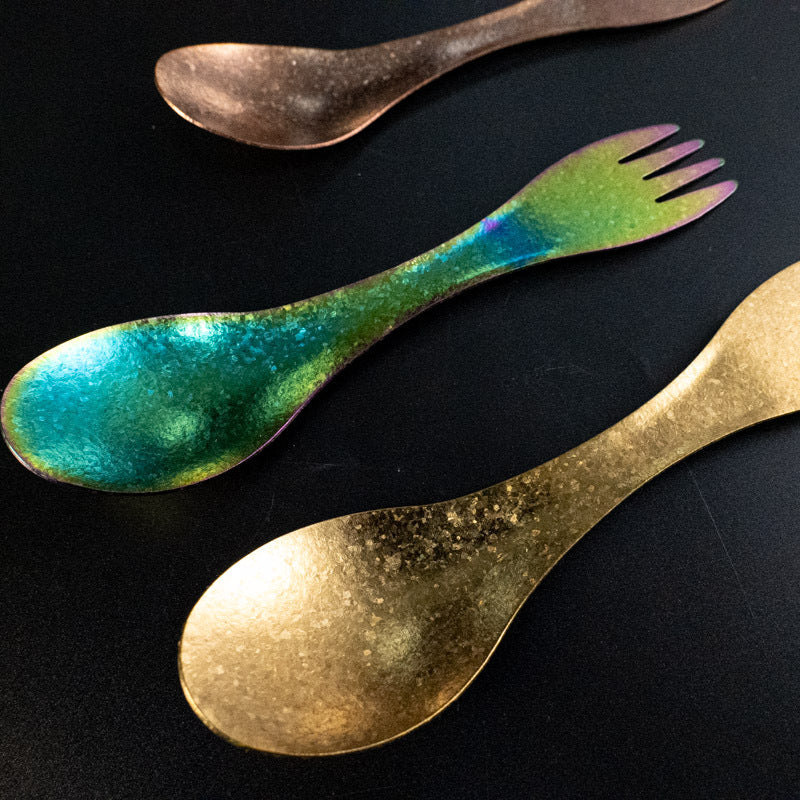 Pure Titanium Multifunctional Spoon Fork Ice Flower Camping Outdoor Crystal Fork Household Lightweight Spoon Creative High-Value Colorful