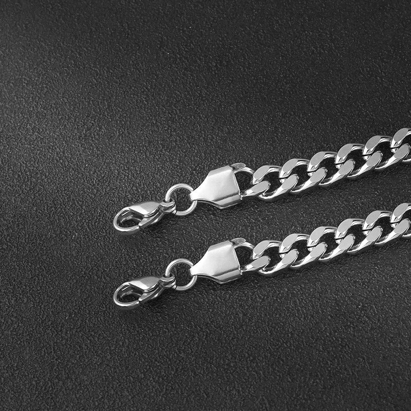 New Ethnic Style Stainless Steel Orange Gemstone Bracelet Vintage Versatile Unisex Titanium Steel Jewelry