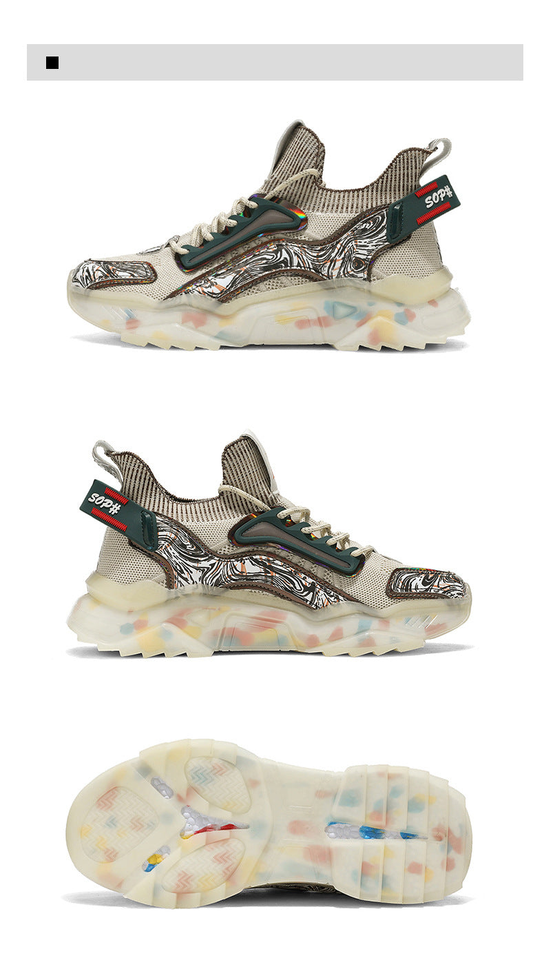 Men's Sports Shoes Autumn Non-Slip Wear-Resistant Running Shoes Versatile Youth Flyknit Breathable Mesh Shoes Retro Trendy Shoes