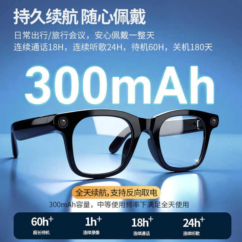 In-stock wholesale supply ai Smart Translation Bluetooth Glasses1200w Dual Microphone Noise Reduction for Photography and Live Streaming