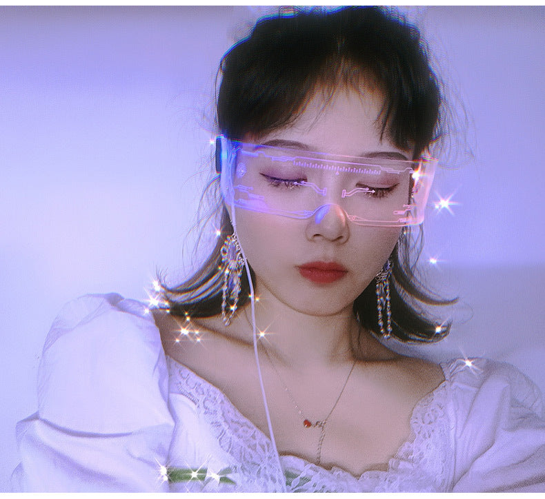 LED Light-emitting Glasses Trendy Future Technology Style Same Style Bar Disco Flashing Rechargeable Glasses