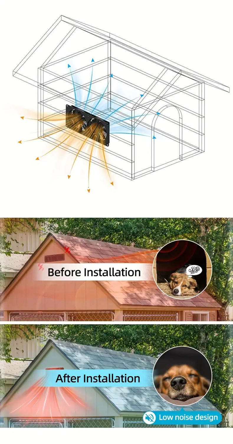 Exclusive Solar Photovoltaic Panel 10W with Dual Fan Radiator Solar Exhaust Fan for Cooling Pet Houses