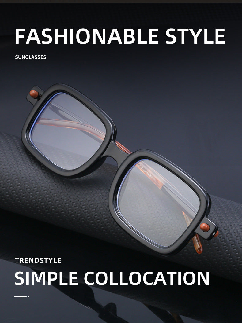 New Thick Frame Sunglasses for Men, European and American Style Square Frame Sunglasses, Retro Blue Light Blocking Sunglasses for Men, Wholesale