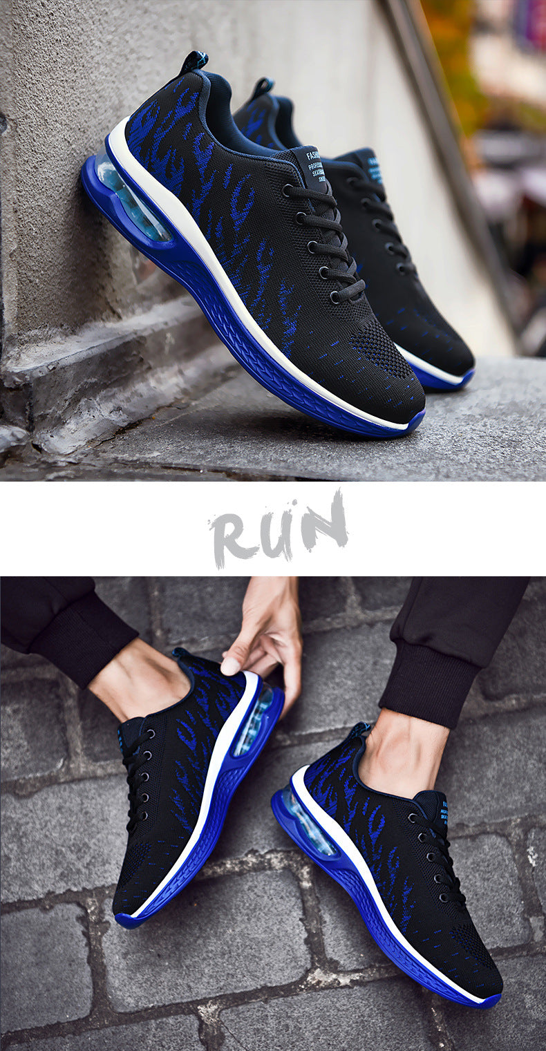 New Sports Shoes Four Seasons Casual Flyknit Breathable Cushion Running Shoes for Teenagers Ultra-light Shock-absorbing Trendy Men's Shoes