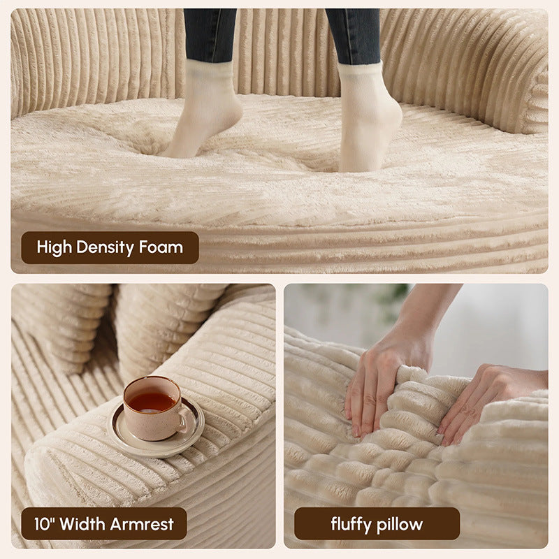 Round Lazy Single Sofa Chair Rabbit Fur Pure Sponge Sofa Bed Without Frame Living Room Compressed Sofa