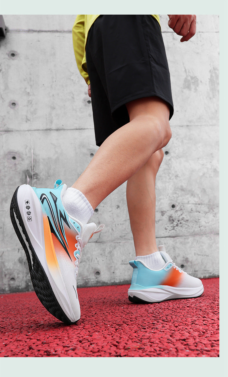 Summer New Jacquard Mesh Wear-resistant Breathable Sports Shoes Casual Comfortable Men's High Elastic Cushioning Youth Running Shoes