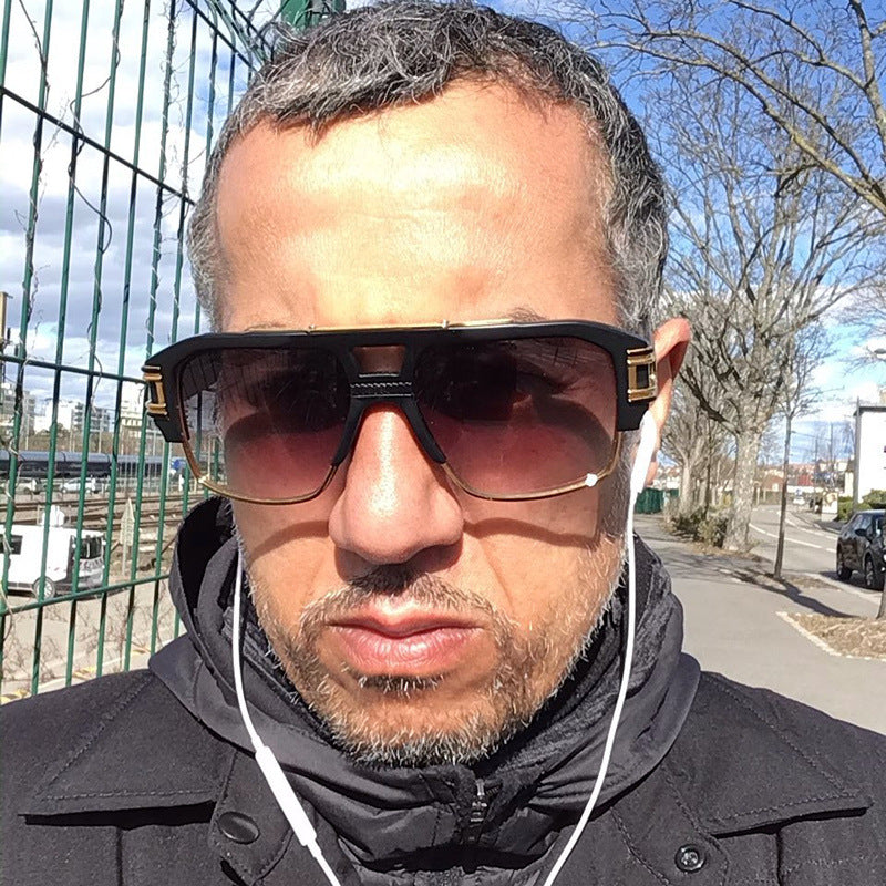 Glasses for Men Driving Special European and American Large Frame Sunglasses Men's High-end Sense Retro Trend Sunscreen Sunshade Full Frame Sunglasses