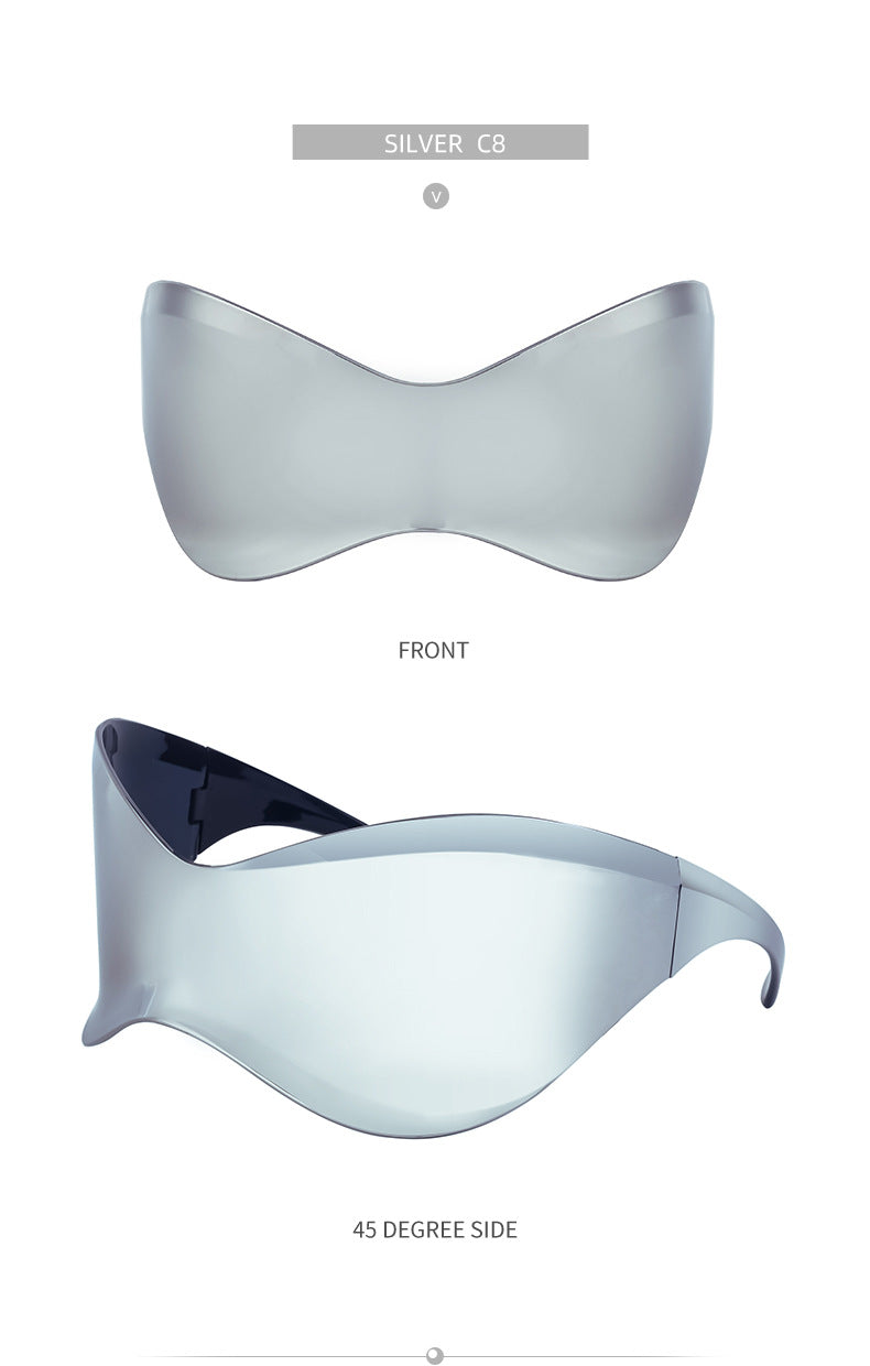 European and American Large Frame Sunglasses for Women, Trendy UV Protection Glasses with a High-End Feel Y2K Millennium Frameless Cycling Sunglasses for Men