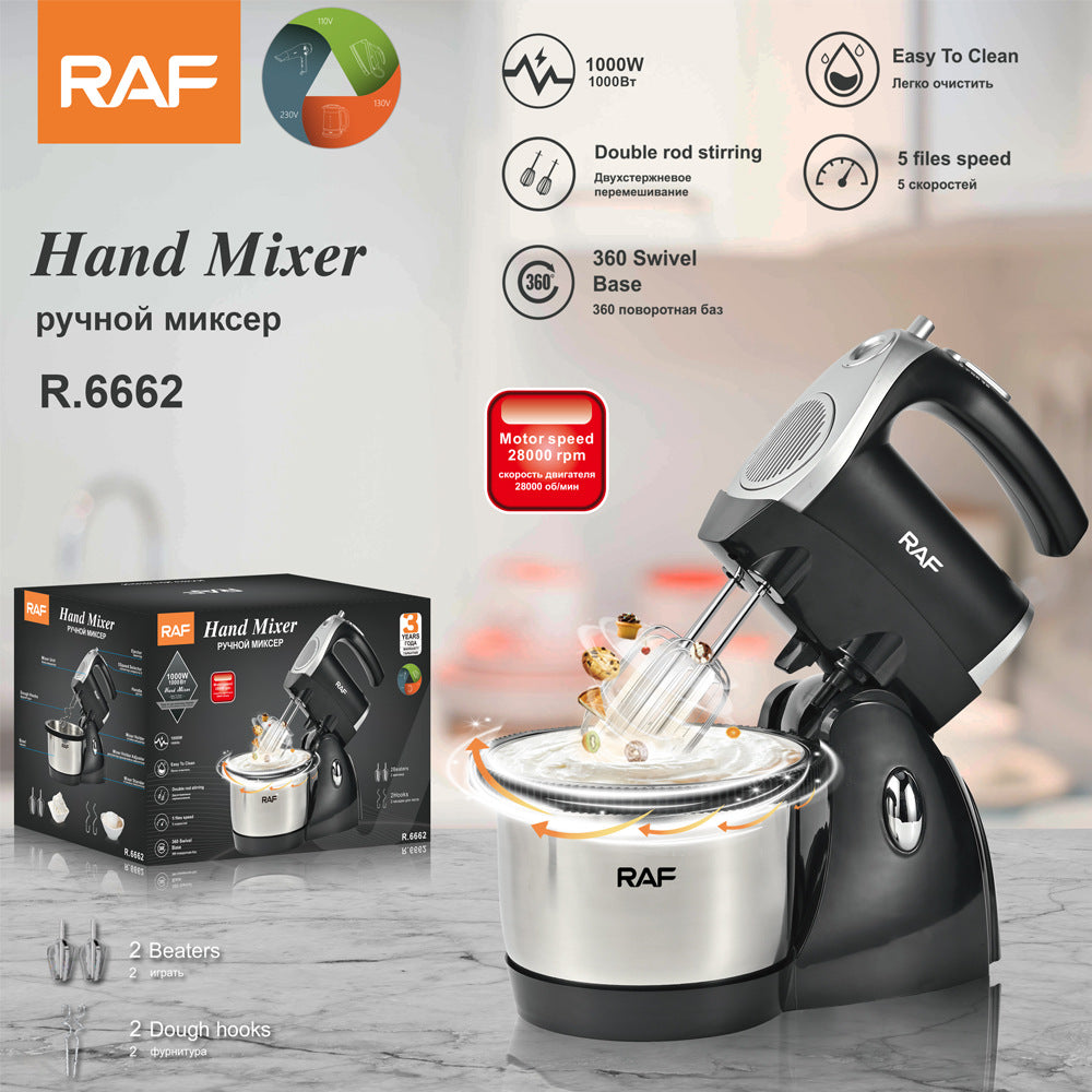 EU Standard Electric Egg Beater for Home Use, Desktop Cream Whisk, Egg White Mixer, Dough Stirrer, Cake Baking Egg Beater with Bowl