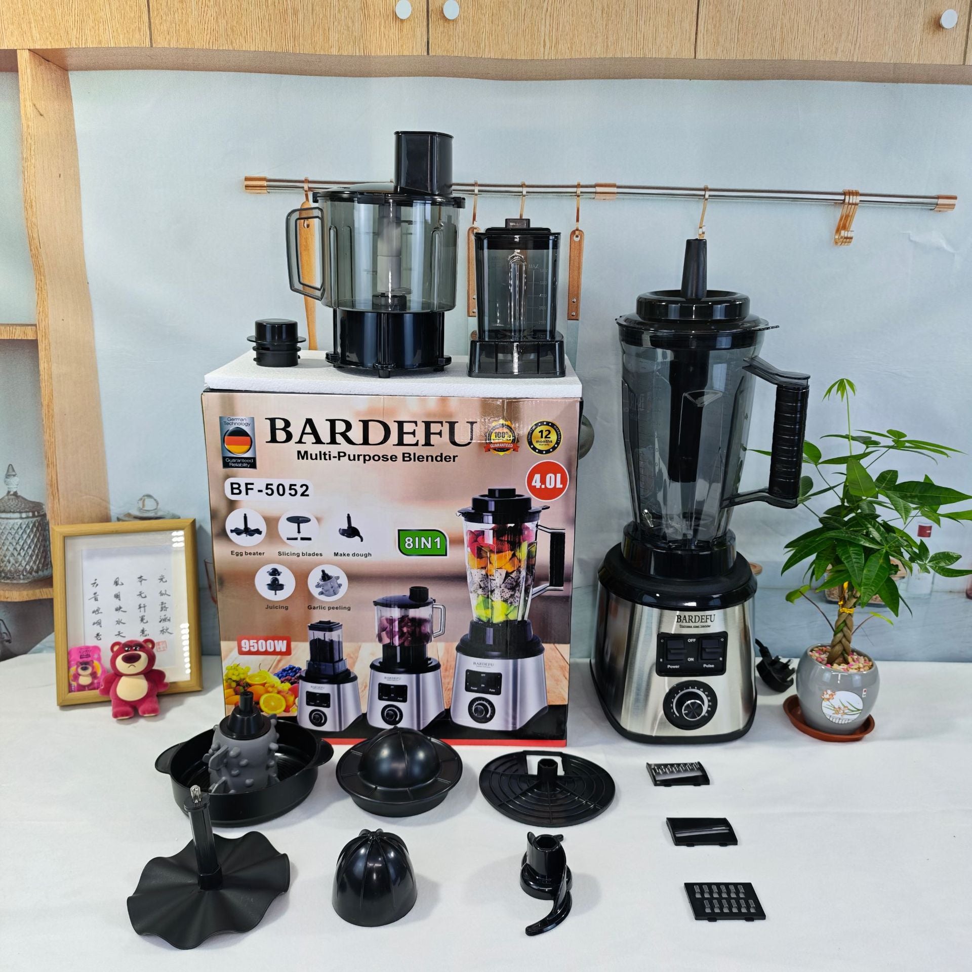 4L8in1blender Stainless Steel High-Power Pure Copper Blender Meat Grinder Ice Crusher Juicer Blender