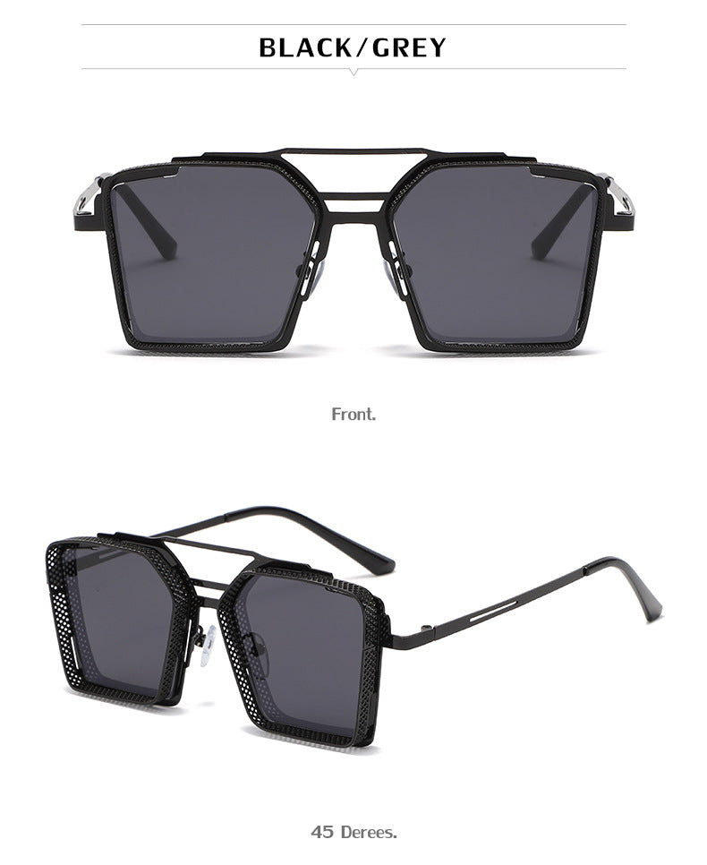 Vintage Steampunk Sunglasses for Men Metal Hollow Square Frame Sunglasses Men's Trendy Glasses sunglasses