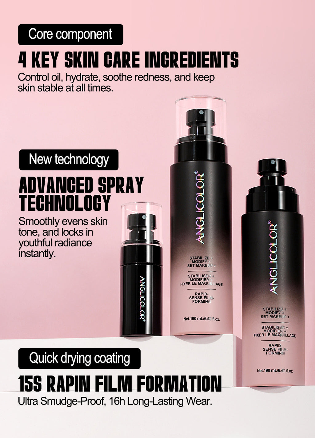 New Setting Spray Oil Control Waterproof Sweatproof Micron Spray Quick Film Formation Non-Cakey Quick Setting