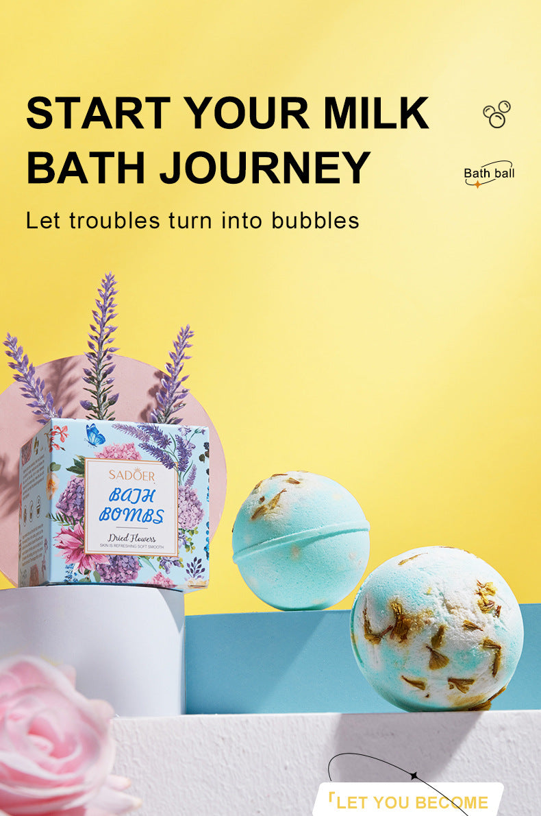 Full English Dried Flower Explosive Bath Salt Ball100gSADOER Clean Fragrance Bath Ball  Wholesale