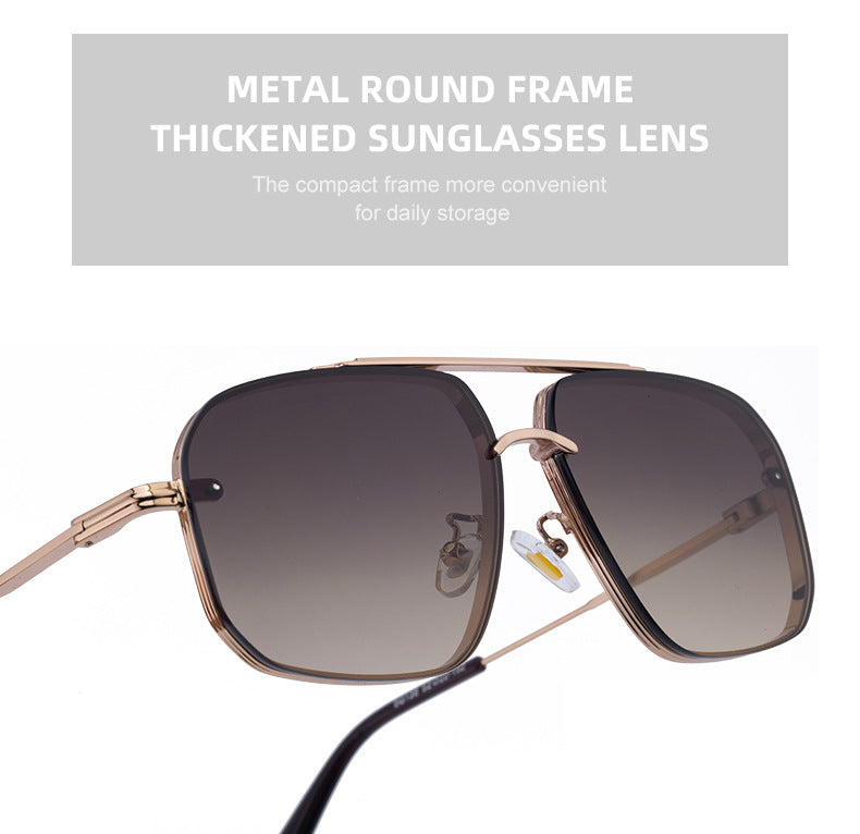 2025New European and American Fashion Square Frame Sunglasses for Men High-End Frameless Sunglasses Men Trendy Sun Protection shades