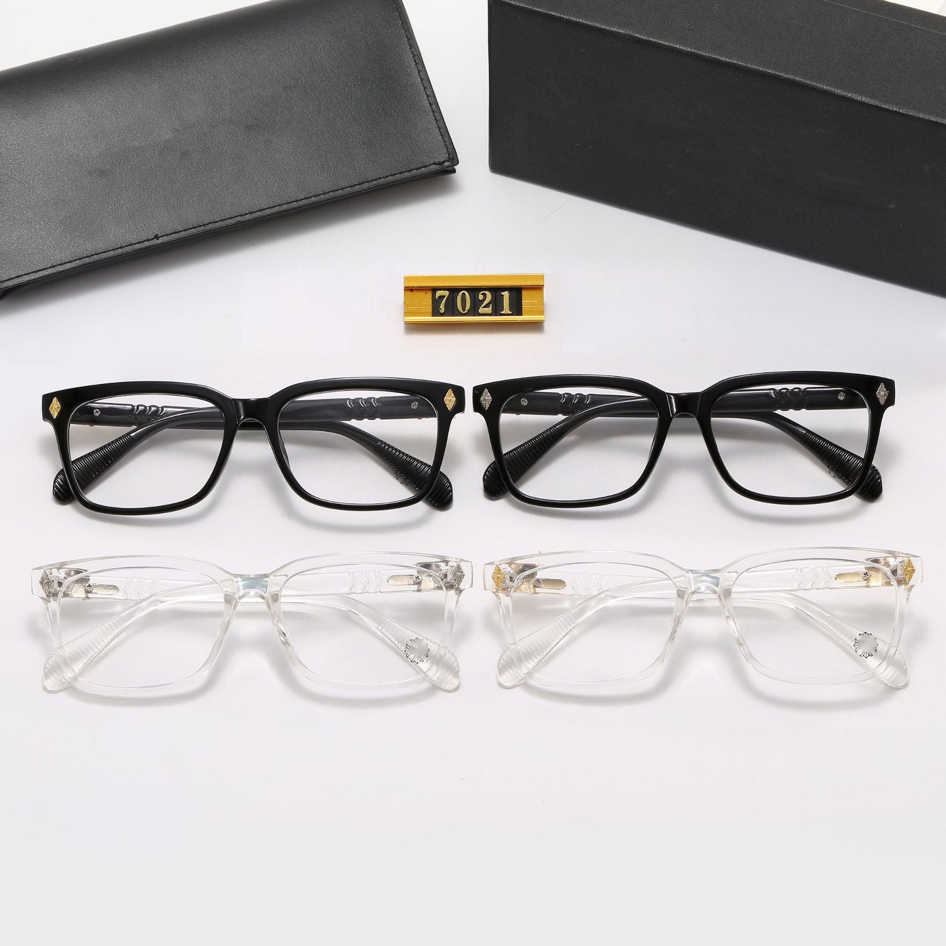 New Fashion Trend Square Frame Anti-Blue Light Non-Prescription Glasses Retro Large Frame Unisex Eyeglasses Prescription Frames7021