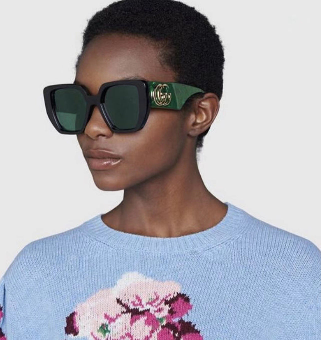 G Home Sunglasses European and American Style ins Xiaohongshu Celebrity Style Sunglasses Square Frame Color Block Legs Unisex GG6040