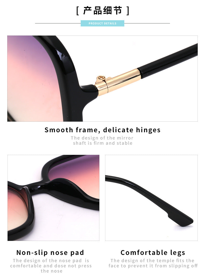 Fashion Large Frame Sunglasses for Women Trendy Zhang Ruonan Same Style Fashion Square Frame Sunglasses for Women Trendy Glasses Wholesale