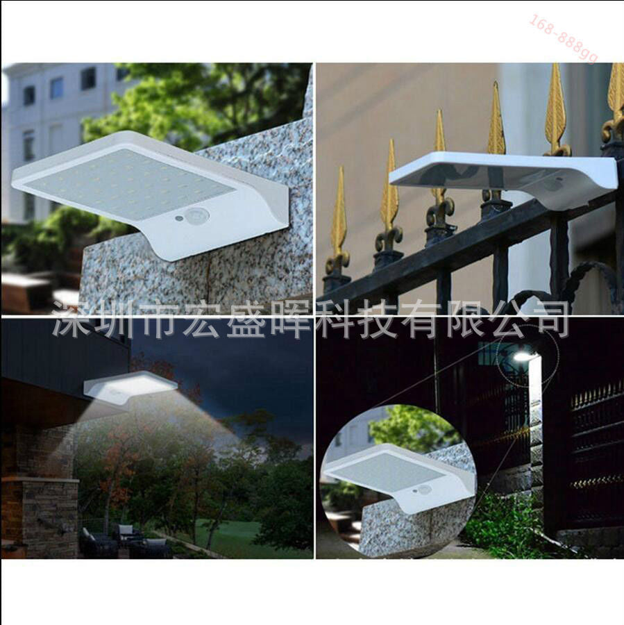 Solar Powered Outdoor LED Solar Human Body Sensor Outdoor Waterproof Courtyard Rural Street Light Garden Wall Lamp