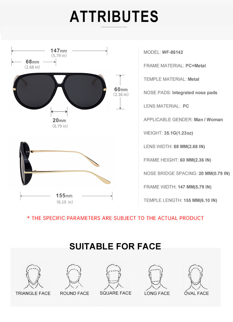 2025New European and American Style Toad Sunglasses for Men, Double Bridge Aviator Glasses, Outdoor Sun Protection Sunglasses for Men