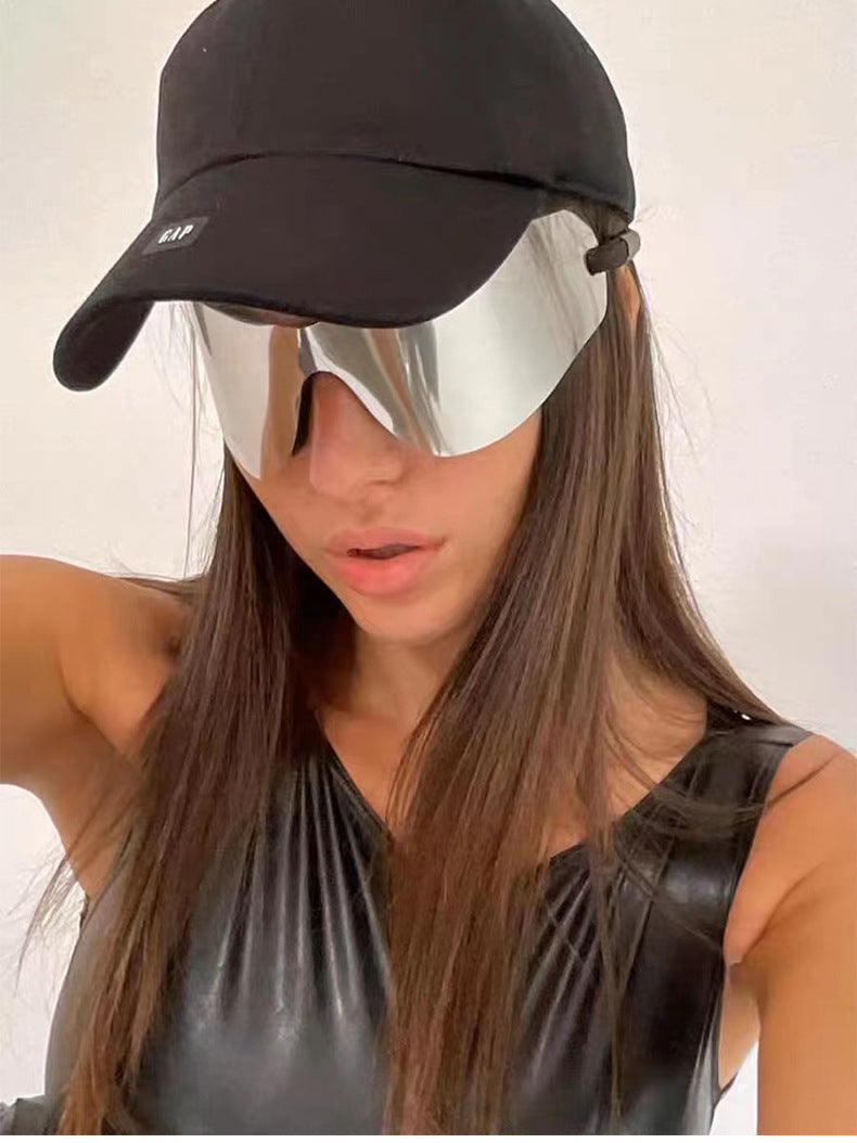 Big talker Y2K Sunglasses for Women, Sun Protection, Cycling, Sports, Windproof, Sunglasses, European and American Style, Frameless, One-piece Glasses, Men's Glasses