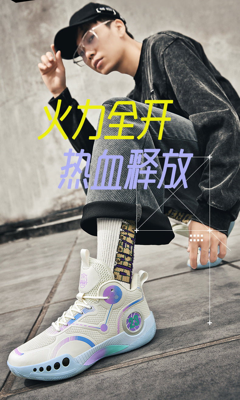 Spring Festival New Couple Casual Basketball Shoes Fashion Combat Boots Wear-resistant Shock-absorbing Campus Student Training Competition Sneakers