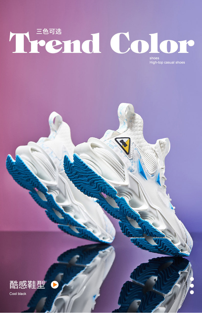 Fashion Blade Men's Shoes Mesh Breathable Sports Casual Running Shoes Men's Shock Absorption Anti-Slip Height Increasing Dad Trendy Shoes