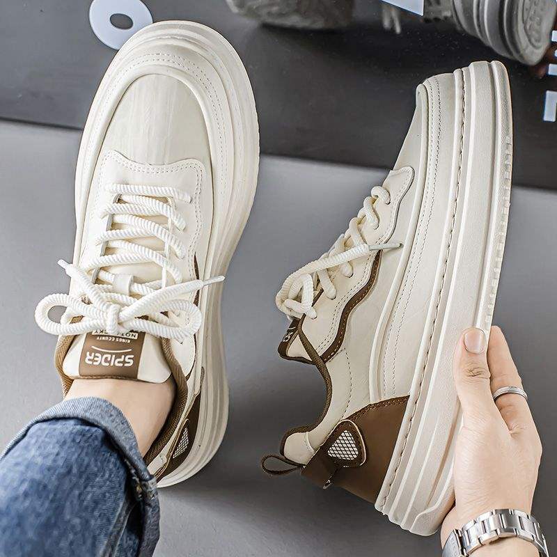 Men's Shoes2025Summer New Breathable Versatile Low-Top Casual Sneakers Men's Leather Waterproof Sports White Trendy Shoes