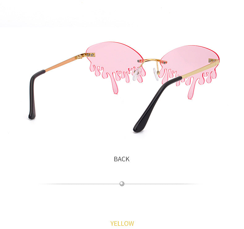 Christmas Costume Personality Tear Sunglasses for Women Metal Frameless Sunglasses Trendy European and American Party Funny Glasses