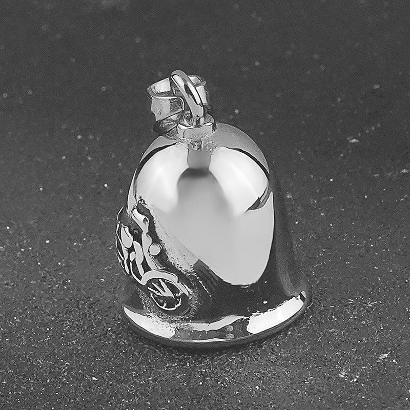 European and American Punk Jewelry Titanium Steel Necklace Pendant Retro Motorcycle Stainless Steel Motorcycle Bell Pendant Wholesale