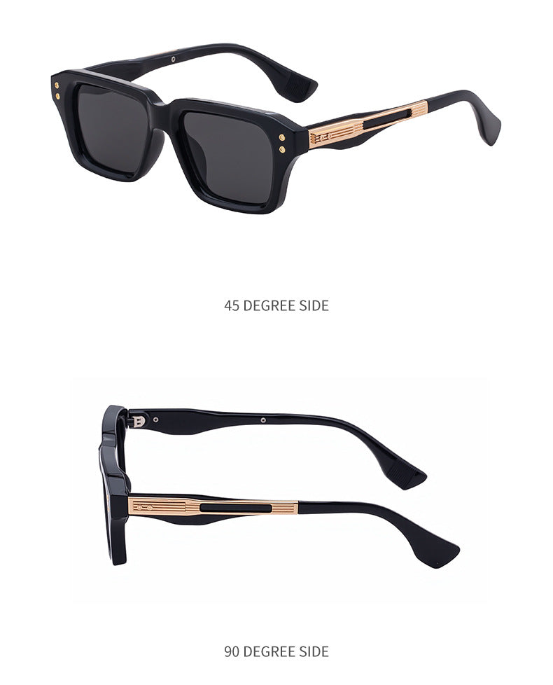 2025New European and American Fashion Square Frame Sunglasses for Men, Unique Small Frame, High-End Trendy Sun Protection Sunglasses for Men