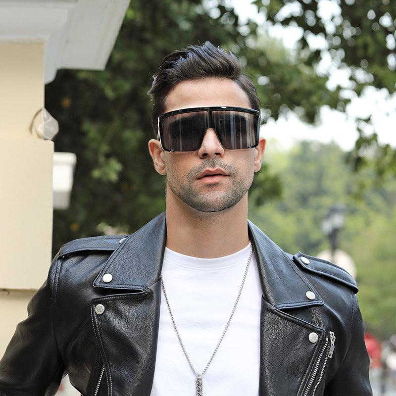 Colorful Cycling Sports Sunglasses for Men17183One-piece Windproof Frame Sunglasses for Men Trendy Sun Protection Glasses