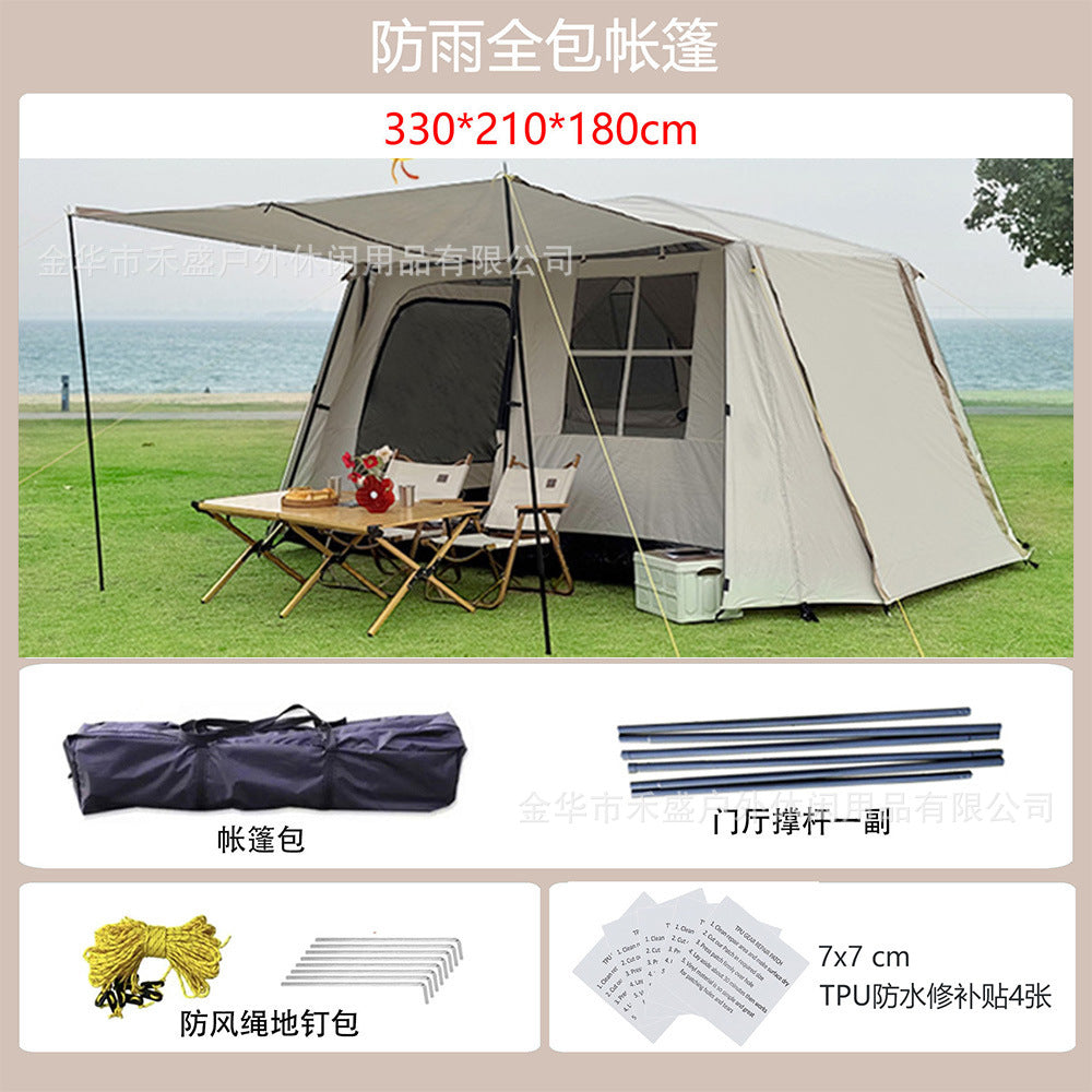 Thickened outdoor tent with two rooms and one living area, sunproof and waterproof3-12Camping Tent