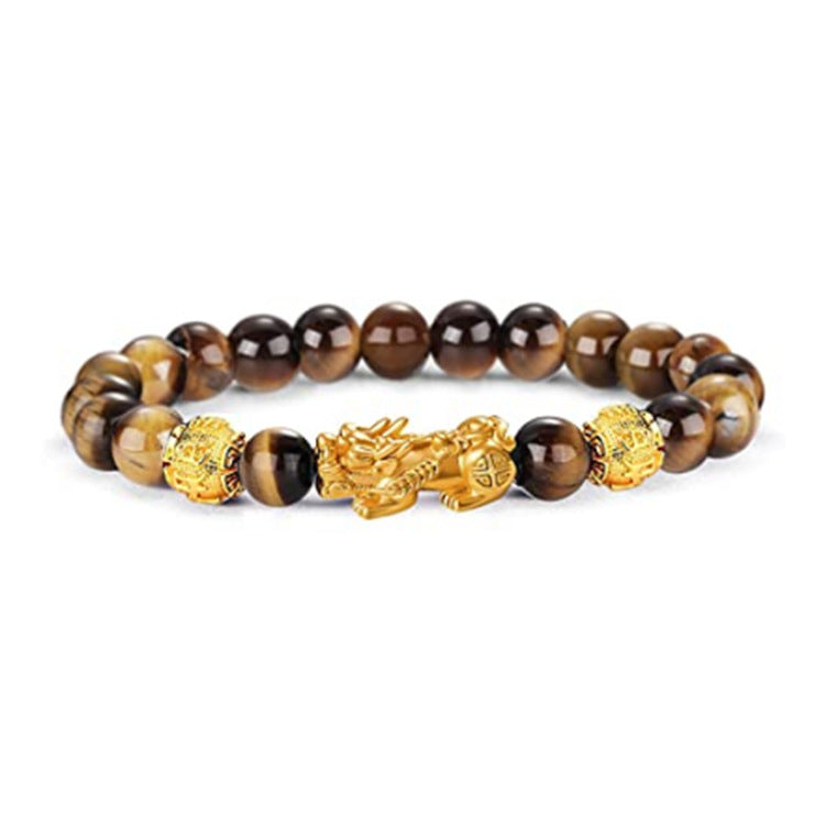 Tiger Eye Stone Pixiu Bracelet for Wealth and Luck Imitation Obsidian Bracelet Unisex Six-Word Mantra Pixiu Bracelet