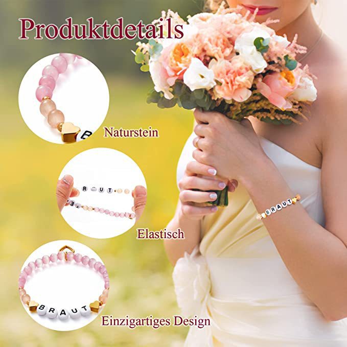 Best Friend Friendship Bracelet Women's Gift6mm Beaded Elastic Cord Spacer Bead Bracelet Letter Heart Bracelet