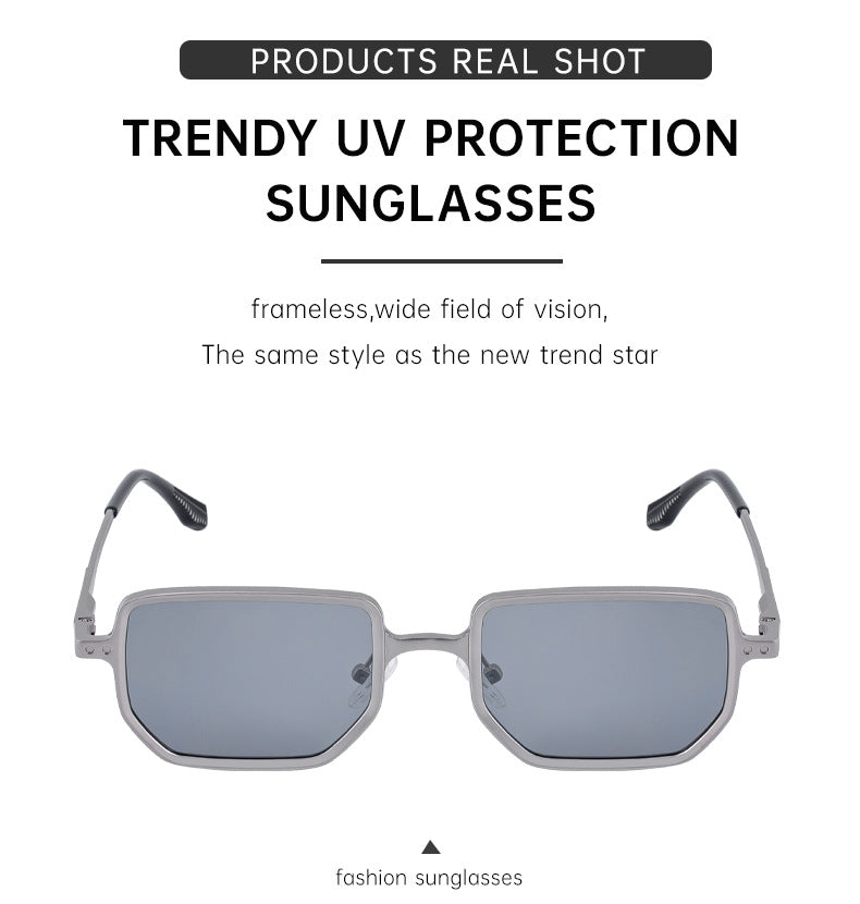 2025New Square Frame Sunglasses for Men with Metal Spring Temples, Sun Protection Glasses, Wholesale for Men shades