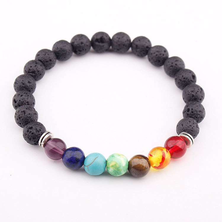 Tiger Eye Elastic Bracelet Adjustable Colorful Beaded Handmade Wrapped Bracelet Volcanic Double Row Woven Bracelet