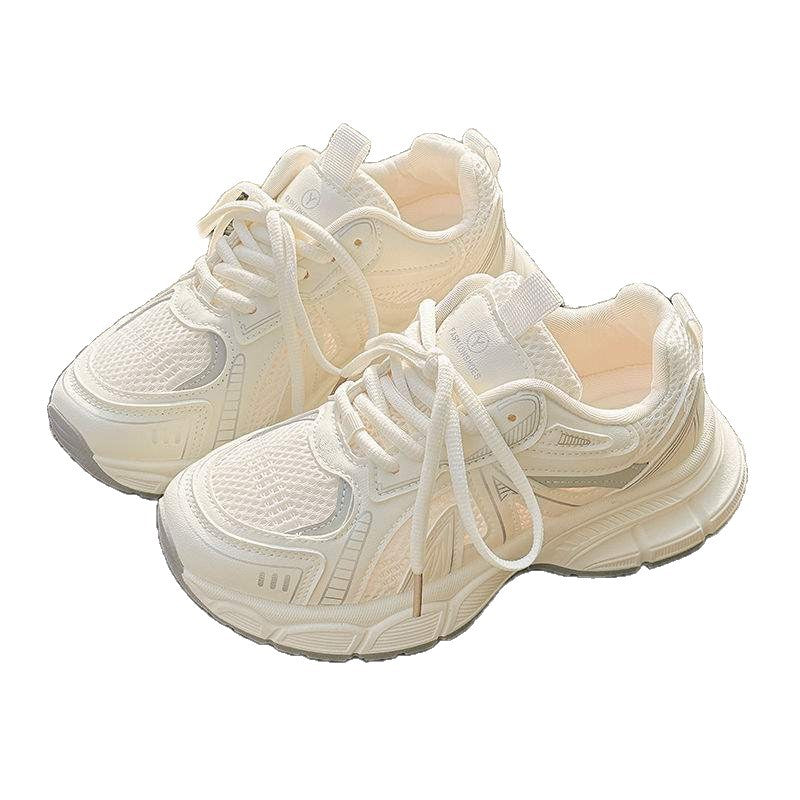 2025New Summer Women's Shoes Dad Shoes Breathable Mesh White Shoes Niche Versatile Thick-Soled Sneakers Casual Shoes