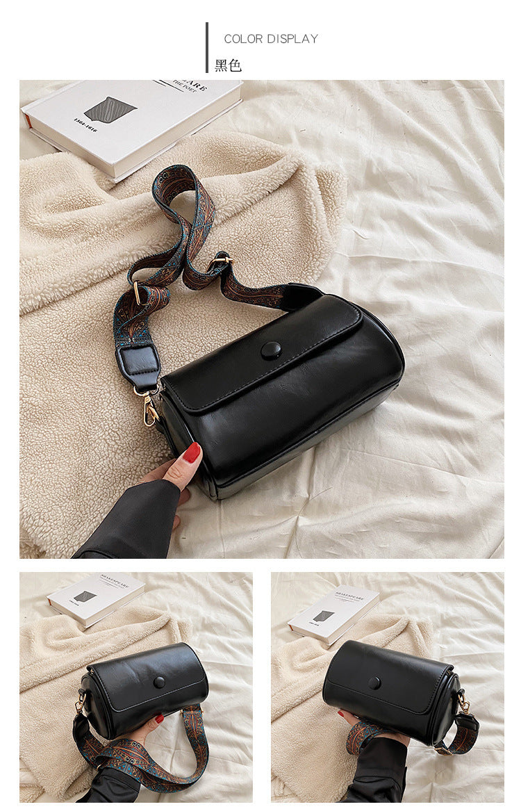 New Fashionable Single Shoulder Bag PU Round Barrel Bag Daily Niche Matching Single Shoulder Crossbody Women's Bag
