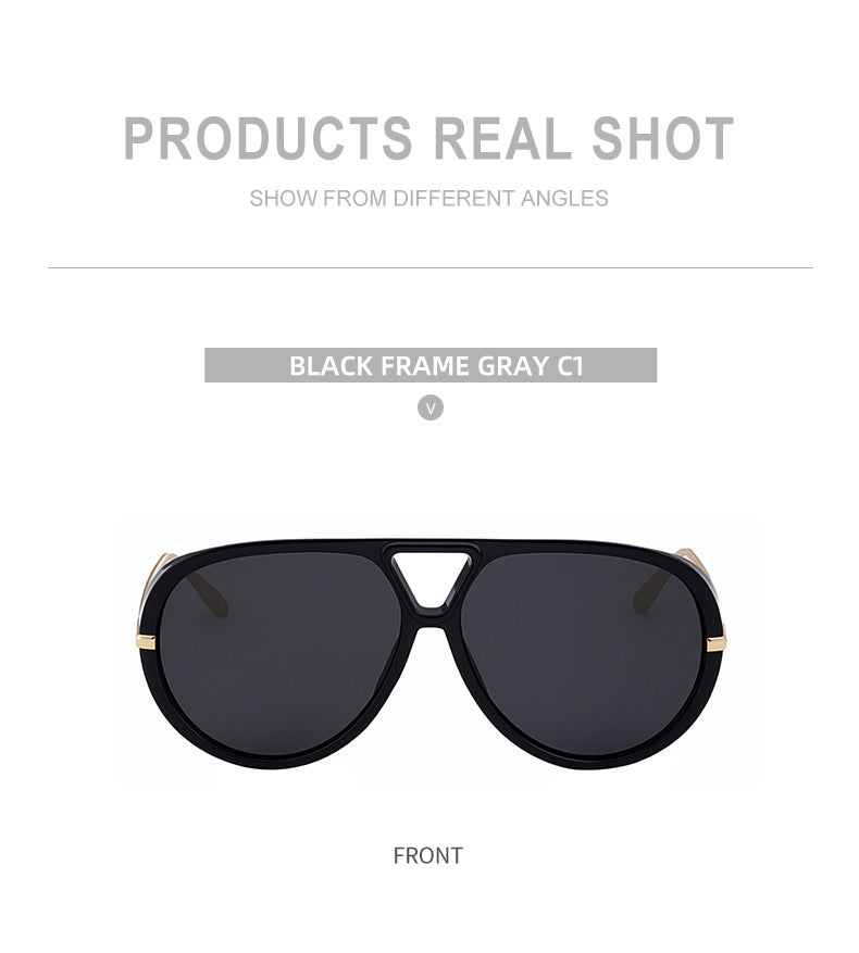 2025New European and American Style Toad Sunglasses for Men, Double Bridge Aviator Glasses, Outdoor Sun Protection Sunglasses for Men