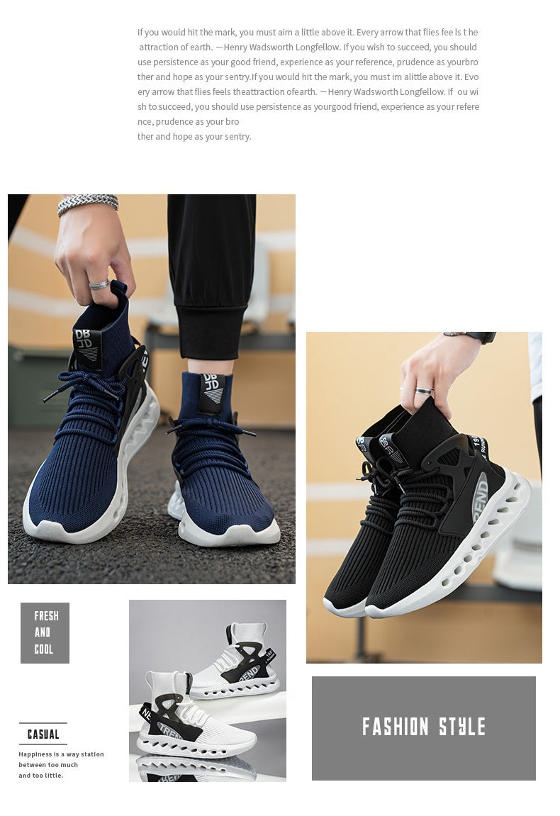 Autumn Winter New Large Size Men's Casual Shoes Youth High-top Shoes Blade Sports Shoes Versatile Running Trendy Shoes