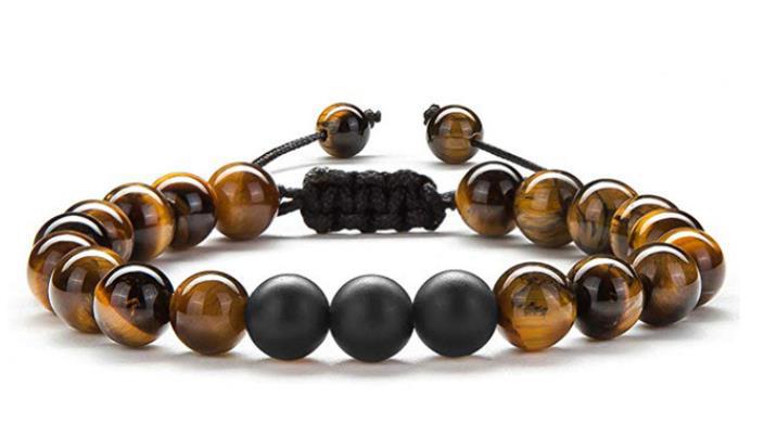 108Pink Quartz Bracelet Lotus Lucky Tree Pendant Labradorite Braided Bracelet Agate Tiger Eye Elastic Bracelet