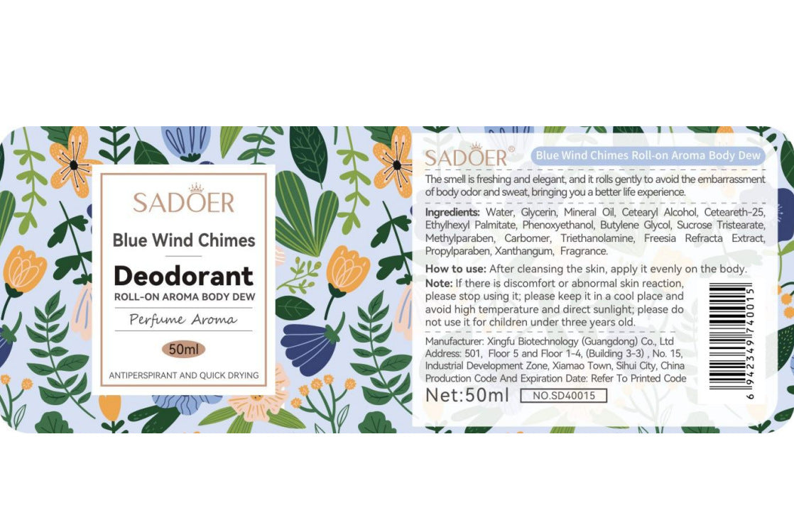Full English Antiperspirant SADOER Lan Feng Ling Roll-On Deodorant Portable Long-Lasting Fragrance  Wholesale