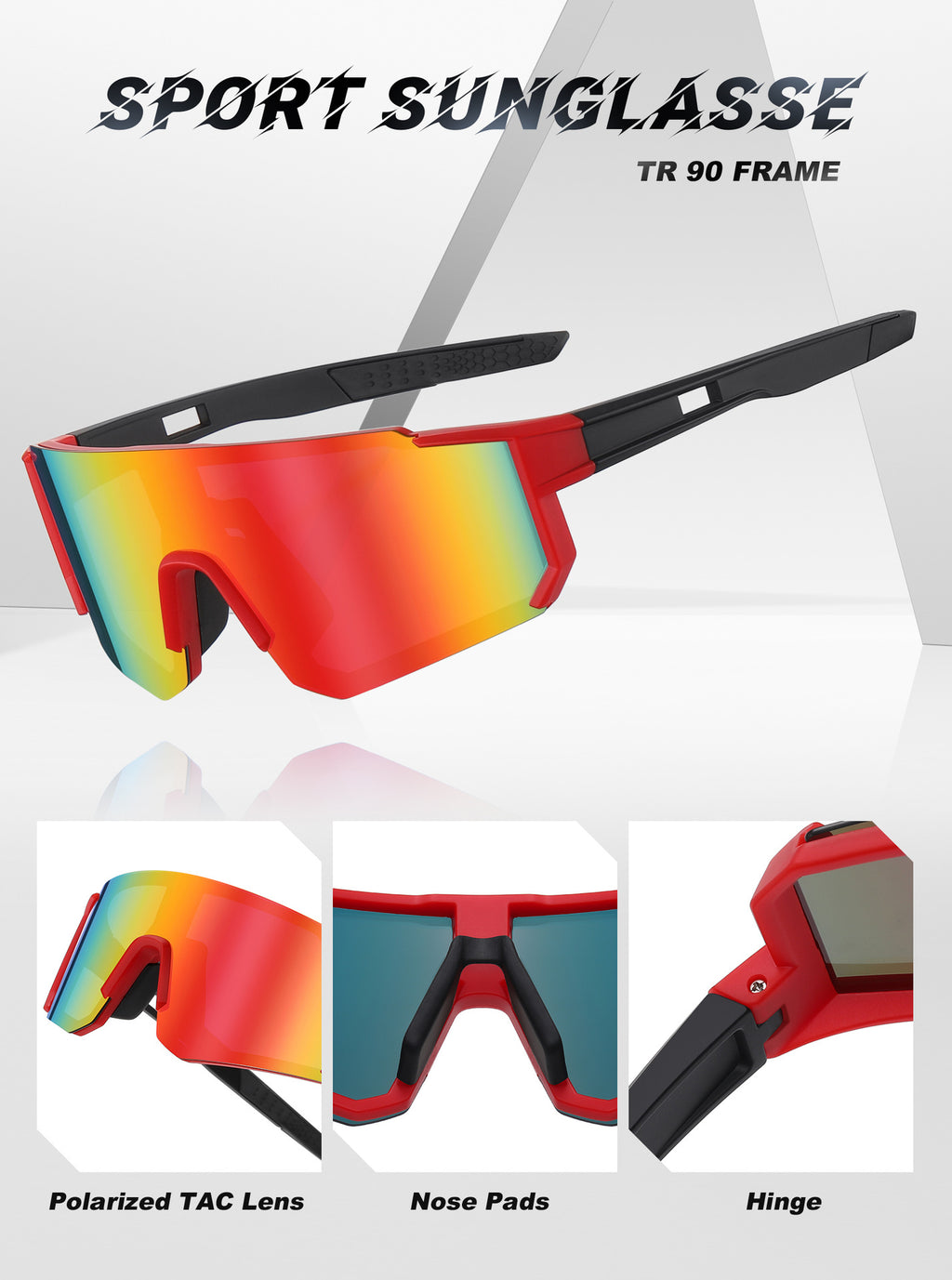 Outdoor Cycling Windproof Sunglasses for Men and Women, European and American Style One-piece Mountaineering Polarized Sunglasses Wholesale sunglasses