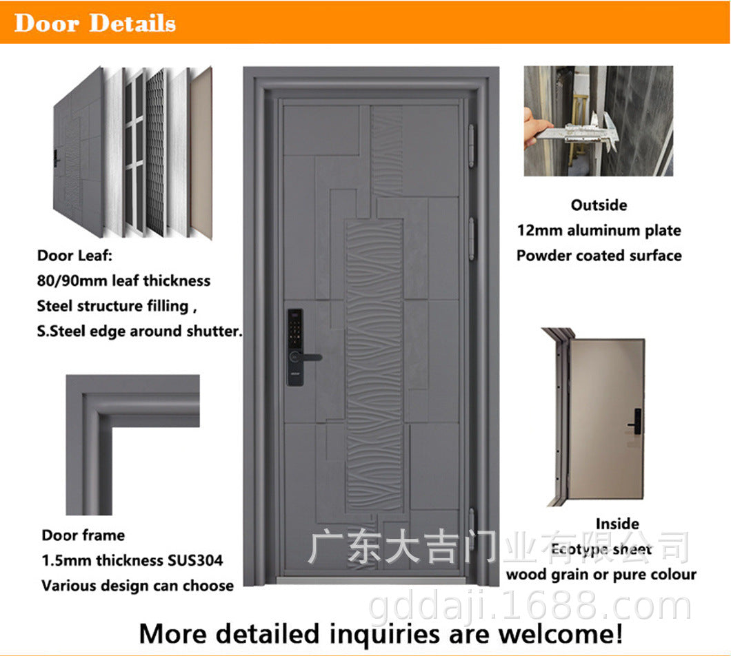 European and American Korean Style Entry Door Soundproof Door Stainless Steel Modern Simple Anti-theft Door Household Anti-theft Entrance Door