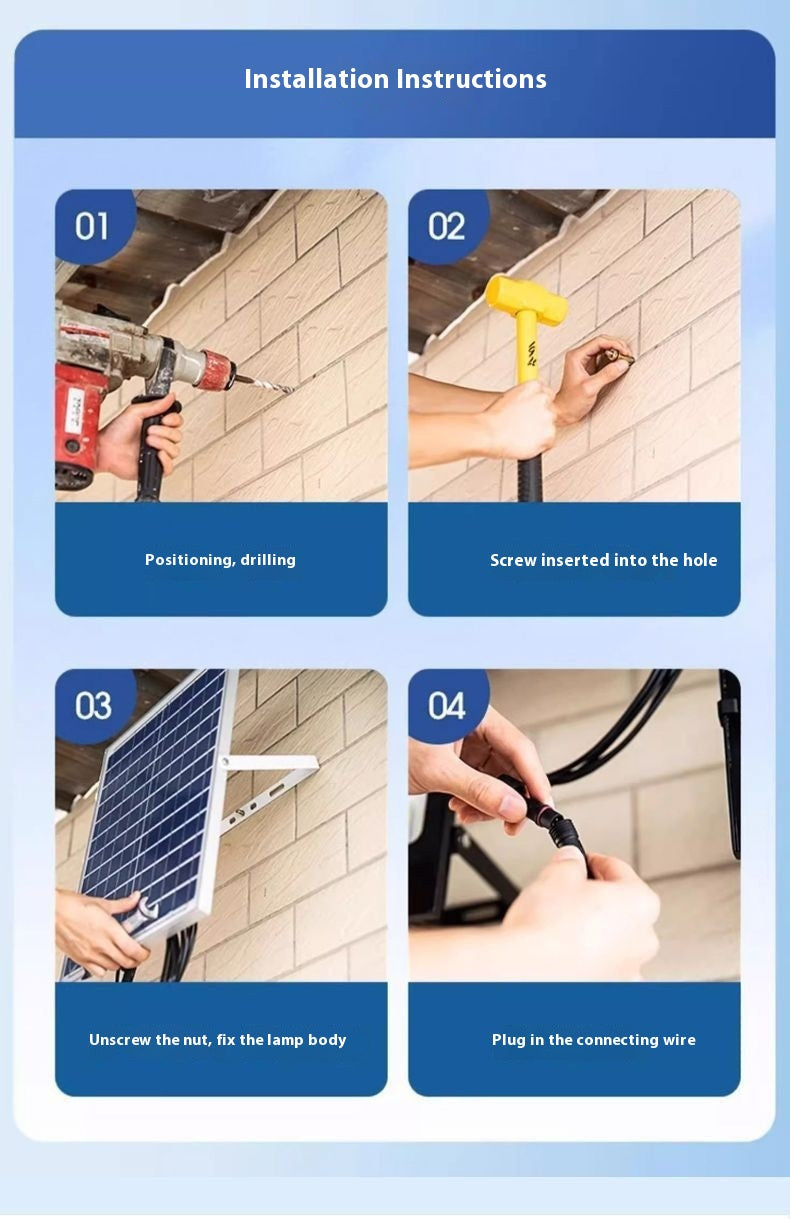 Solar Lamp Outdoor Ultra Bright Household Split Floodlight Die-cast Aluminum 300W 400W 500W 600W 700W 800W