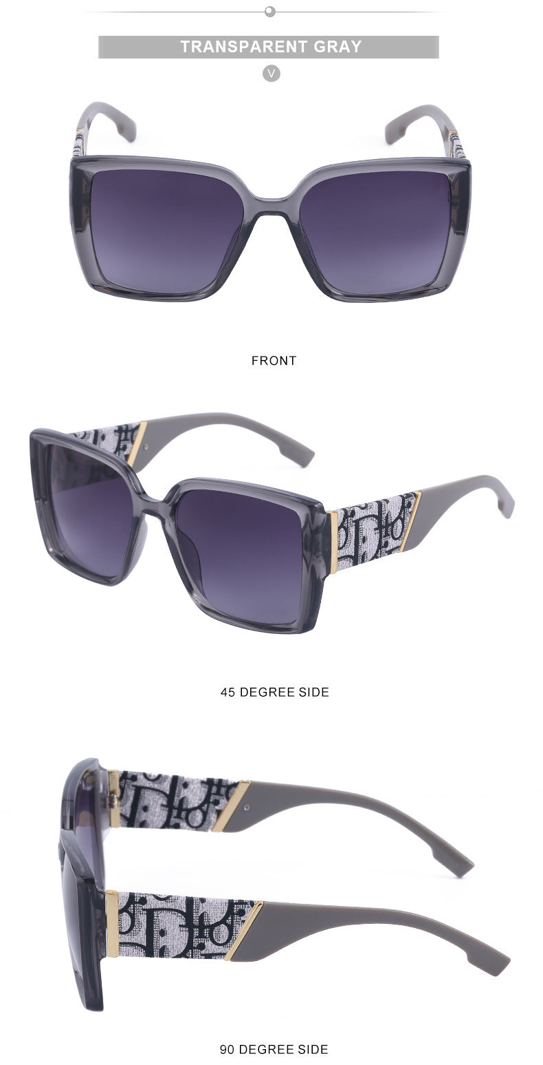 New Fashion Large Frame UV Protection Sunglasses for Women Square Frame Sunglasses European and American Style Glasses