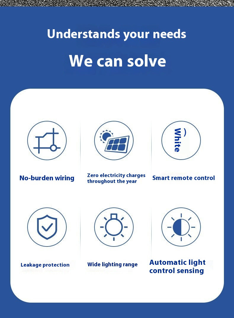 High Power LED Lighting Solar Garden Street Floodlight High-quality Outdoor Lighting Suitable for Roads IP65 Protection Level