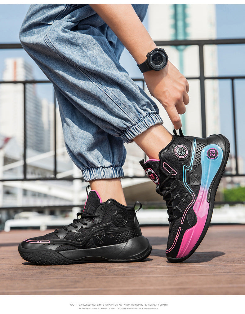 Four Seasons New Non-Slip Wear-Resistant Shock-Absorbing Youth High-Top Breathable Comfortable Sports Shoes Trendy Practical Basketball Shoes